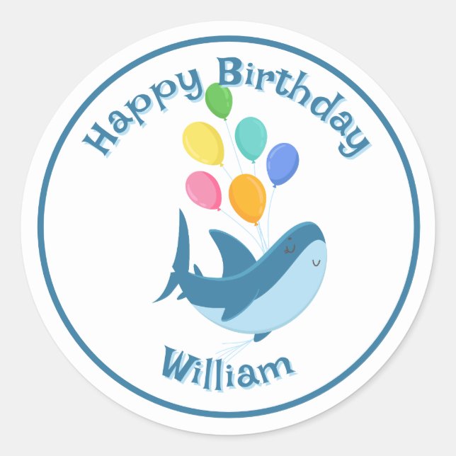 Redonda Tiburón con Pegatina redondo clásico de balones (Anverso)