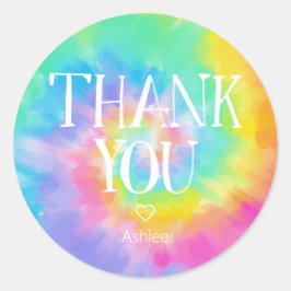 Redonda Tie Dye Gracias Pegatina Redondo Clásico