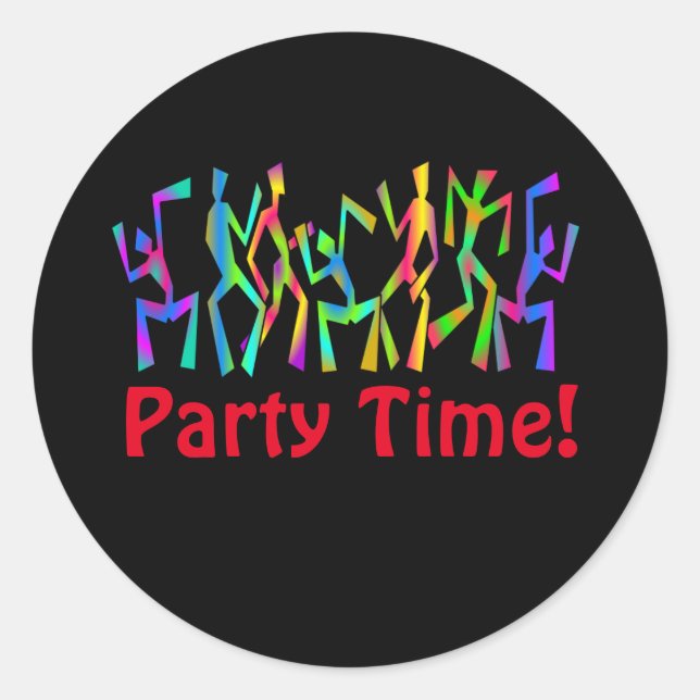 Redonda Tiempo de fiesta! Pegatina de bailarinas de disco (Anverso)
