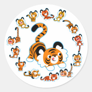 Redonda Tigres de Personalizado lindo Pegatina Mandala (az
