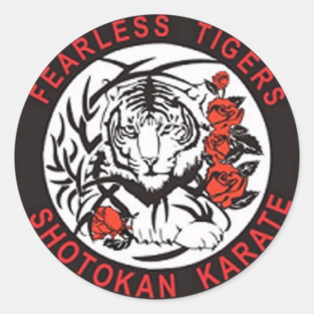 Redonda Tigres intrépidos Pegatina del logo de Shotokan Ka (Anverso)