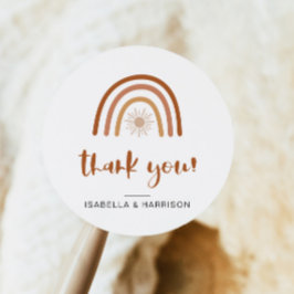 Redonda TINLEY Boho Terracotta Rainbow Gracias Pegatina