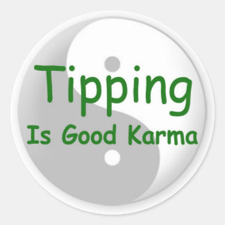 Redonda Tipping es buen karma tip pegatina de tarros