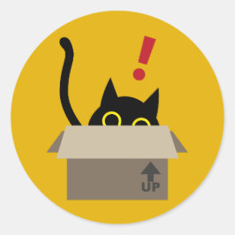 Redonda ¡TOC TOC! Gato gracioso en una caja Pegatina que c