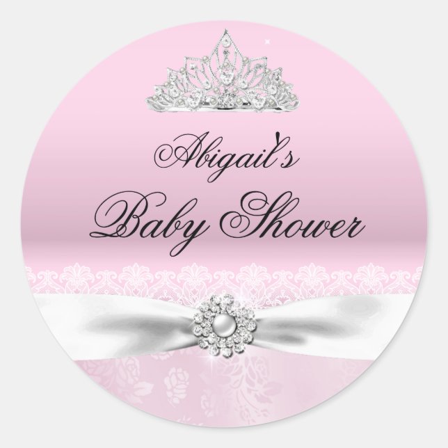 Redonda Tocado de princesa rosa y blanco Pegatina para bab (Anverso)