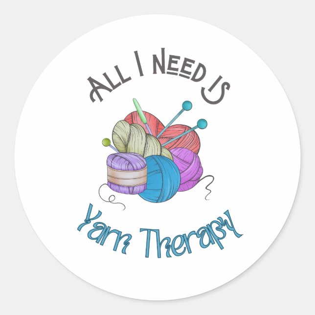 Redonda Todo lo que necesito es Pegatina de Terapia Yarn (Anverso)