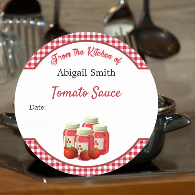 Redonda Tomates de pegatina para enlatado y gingham (Subido por el creador)