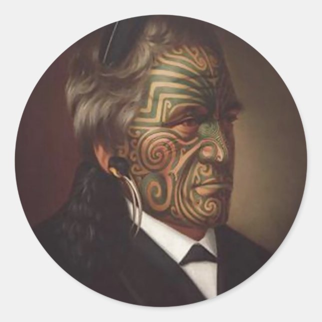 Redonda 'Tomika Te Mutu' - Gottfried Lindauer Pegatina (Anverso)