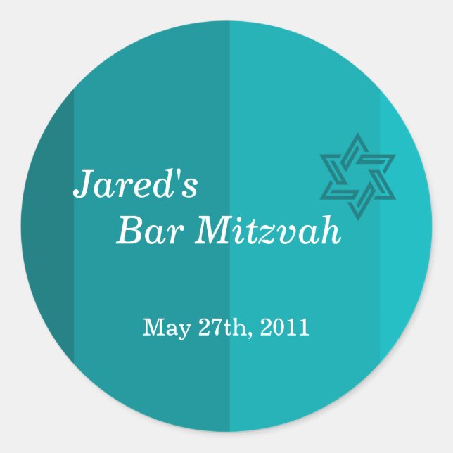Redonda Tonal Seagreen Bar Mitzvah pegatina (Anverso)