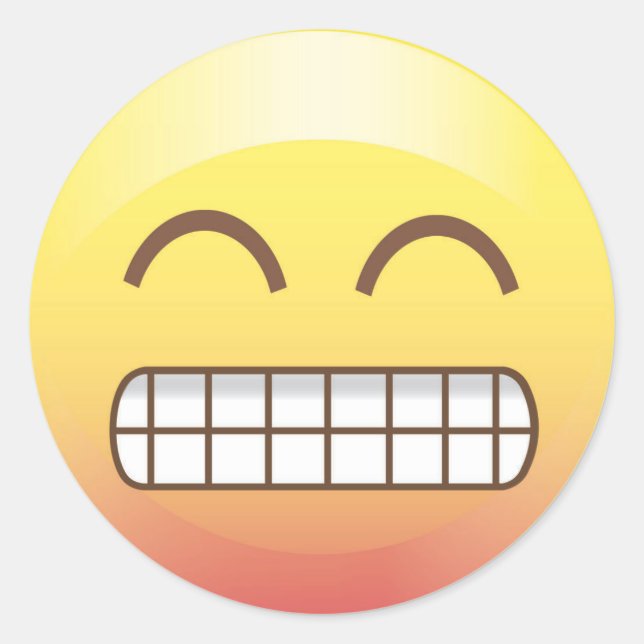 Redonda Toothy Smile Pegatina de Emoji Amarilla (Anverso)