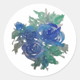 Redonda Toque artístico: Rosa azul Pegatina de diseño