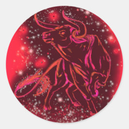 Redonda Toro Rojo pegatina Corriendo En La Noche De La Ham