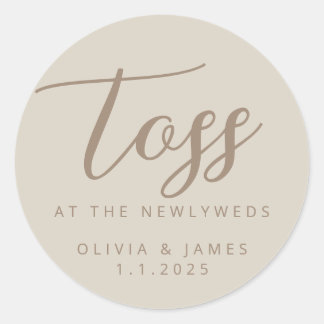 Redonda Toss En El Pegatina De Newlyweds