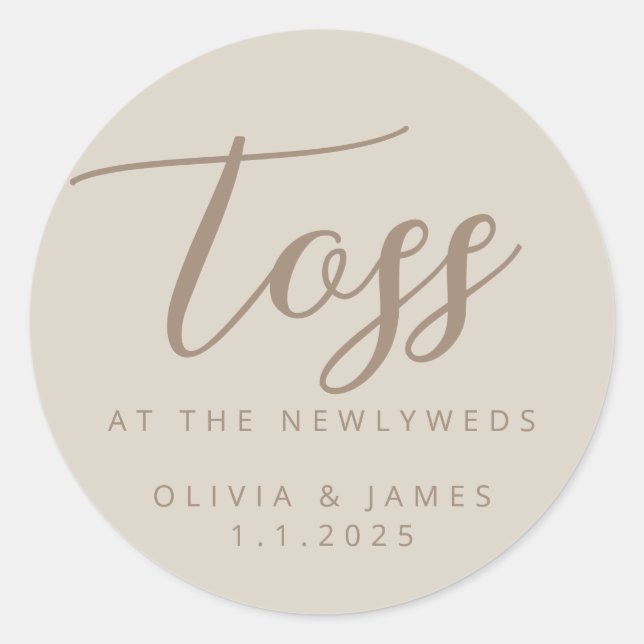 Redonda Toss En El Pegatina De Newlyweds (Anverso)