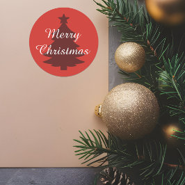 Redonda Tradicional - rojo brillante - Feliz Pegatina navi