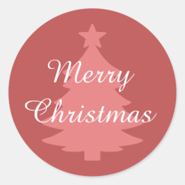 Redonda Tradicional - rojo cálido - Feliz Pegatina navideñ