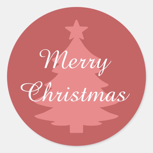 Redonda Tradicional - rojo cálido - Feliz Pegatina navideñ (Anverso)