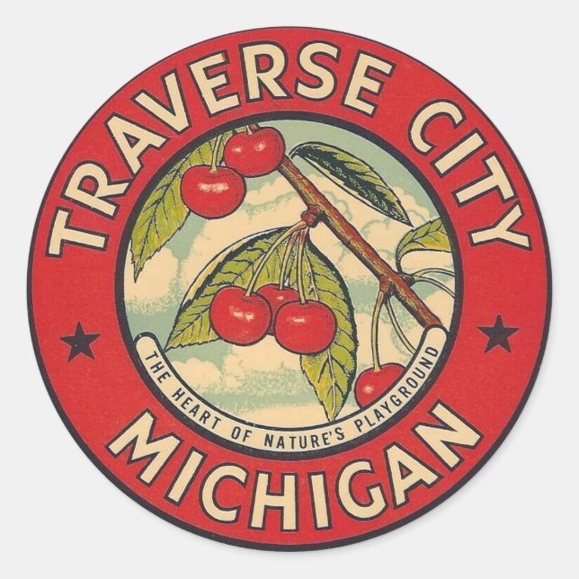Redonda Traverse City, Michigan - Pegatina (Anverso)