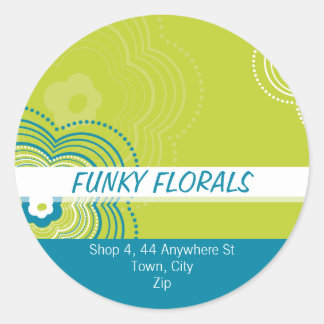 Redonda TRENDY PEGATINA PERSONALIZADO :: flor funky 12