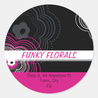 Redonda TRENDY PEGATINA PERSONALIZADO :: flor funky 2