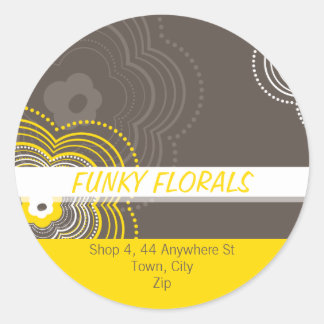 Redonda TRENDY PEGATINA PERSONALIZADO :: flor funky 7