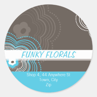 Redonda TRENDY PEGATINA PERSONALIZADO :: flor funky 8