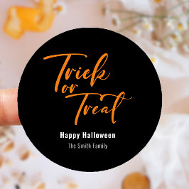 Redonda Trick o Treat Halloween Favor Trate Pegatina