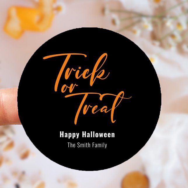 Redonda Trick o Treat Halloween Favor Trate Pegatina (Trick or Treat Halloween Favor Treat Sticker)