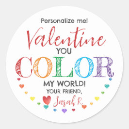 Redonda Tu color mi Pegatina de regalo de clase Valentine
