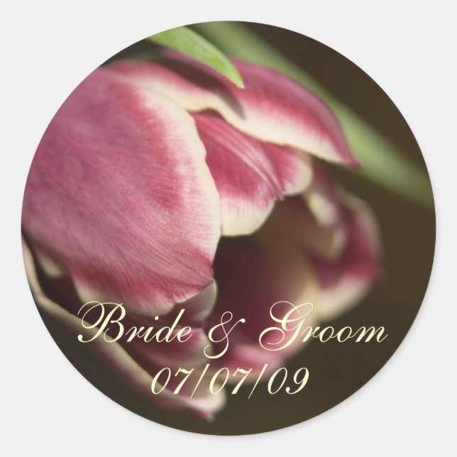 Redonda Tulipán morado ・ Guardar el Pegatina de fechas (Anverso)