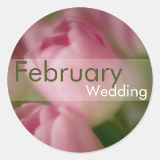 Redonda Tulipanes rosados ・ Pegatina Boda de febrero