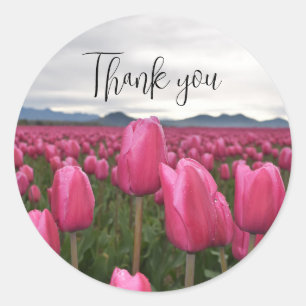 Redonda tulips gracias pegatina