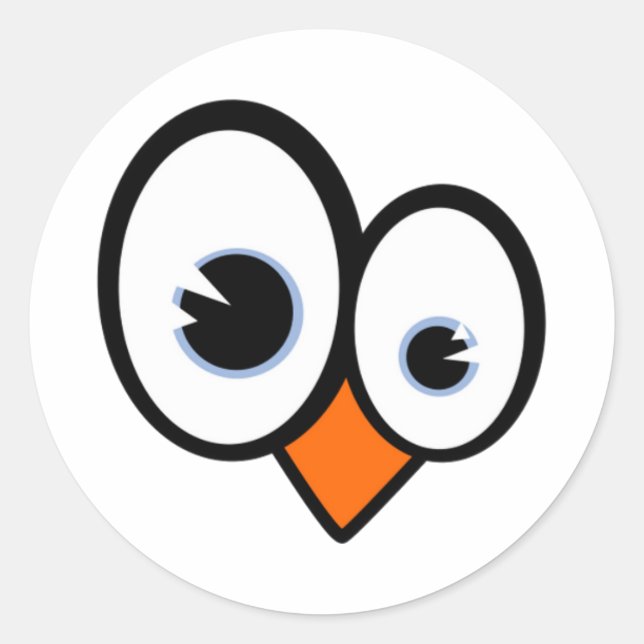 Redonda Tux Eyes Linux Penguin Pegatina (Anverso)