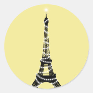 Redonda Twinkle Light Torre Eiffel Pegatina - amarillo