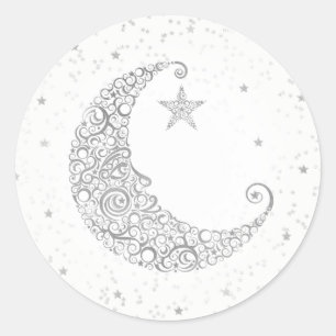 Redonda Twinkle Little Star Silver Moon Pegatina