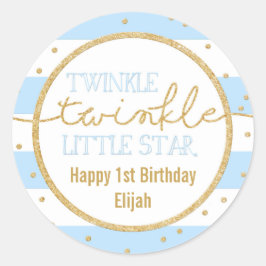 Redonda Twinkle Twinkle Blue and Gold Birday Pegatina
