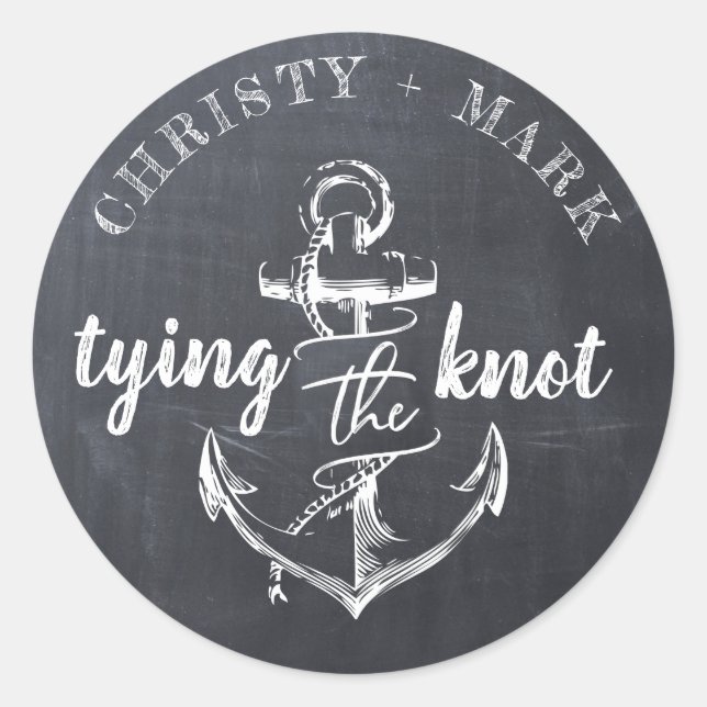Redonda Tying the Knot Anchor Chalkboard | PEGATINA BODA (Anverso)