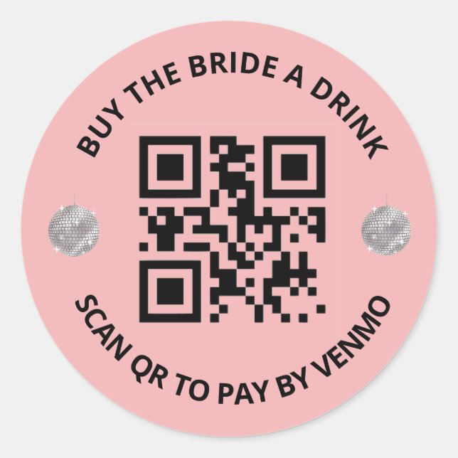 Redonda Última disco Bachelorette QR/Venmo Pegatina (Anverso)