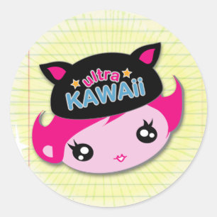 Redonda Ultra Kawaii - pegatina del chica