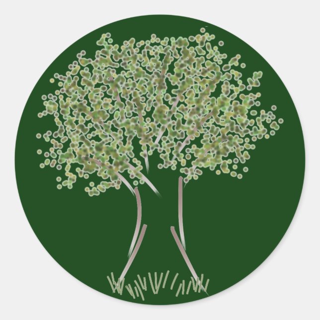 Redonda Un bonito Pegatina de árbol (Anverso)