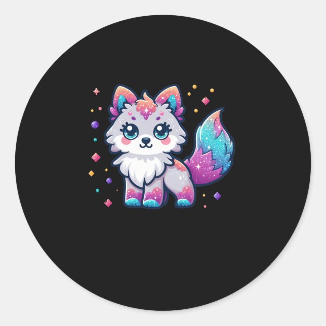 Redonda Un burdo Pegatina lobo (Anverso)