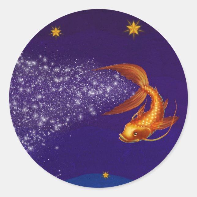 Redonda Un Koi entre las estrellas - pegatina (Anverso)