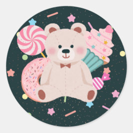 Redonda Un lindo pegatina de oso
