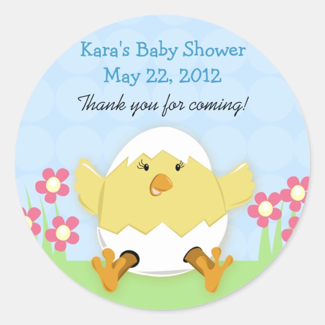 Redonda Un Pegatina De Favor De La Ronda De Pollitos Con P (Anverso)