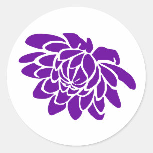 Redonda Un Pegatina de flores de Lotus (púrpura)