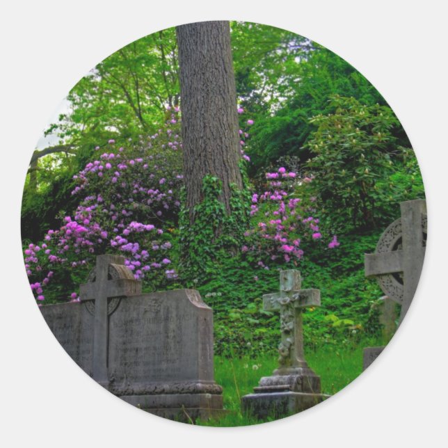 Redonda Un Pegatina de los jardines (Anverso)
