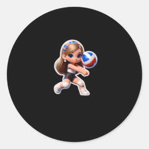 Redonda Un Pegatina deportivo de voleibol Chica muy hábil