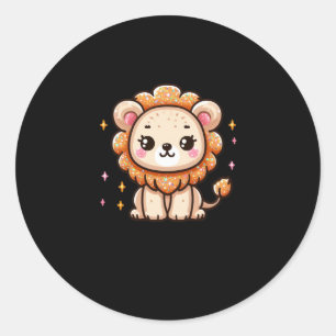 Redonda Un pequeño Pegatina de leones