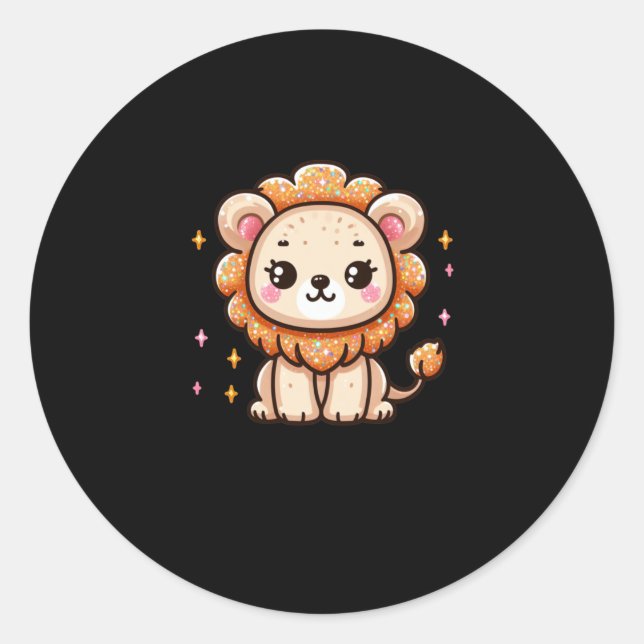 Redonda Un pequeño Pegatina de leones (Anverso)