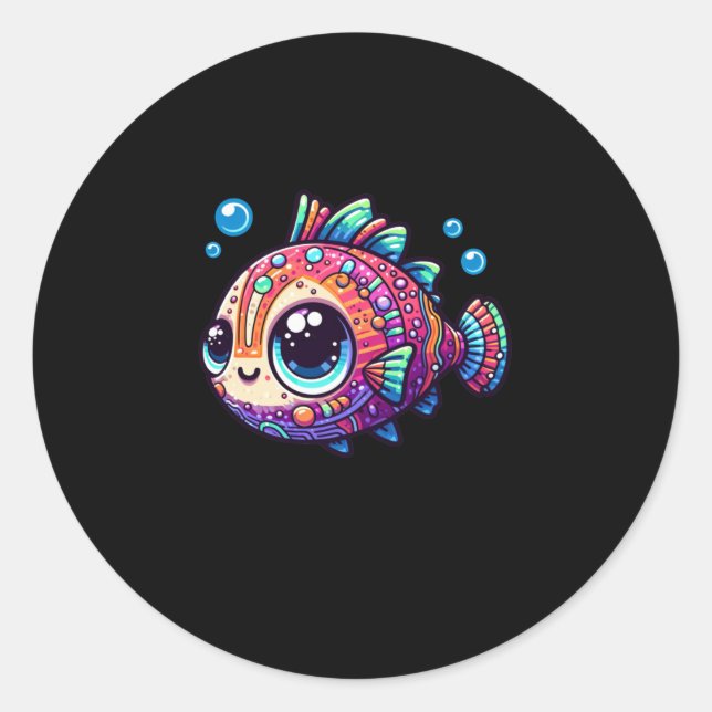 Redonda Un pequeño Pegatina de pescado (Anverso)